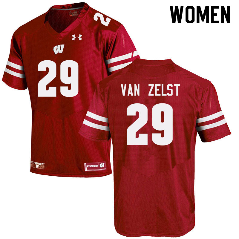 Wisconsin Badgers Women's #29 Nate Van Zelst NCAA Under Armour Authentic Red College Stitched Football Jersey RB40D23FU
